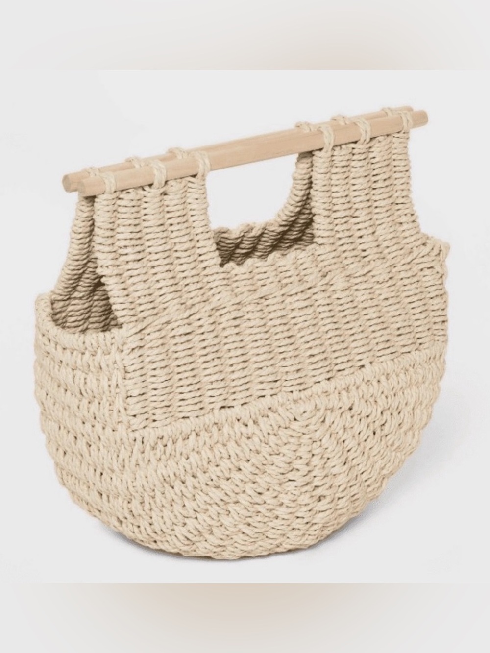 NWT a new day Natural Straw Woven Tote with Wooden Handle